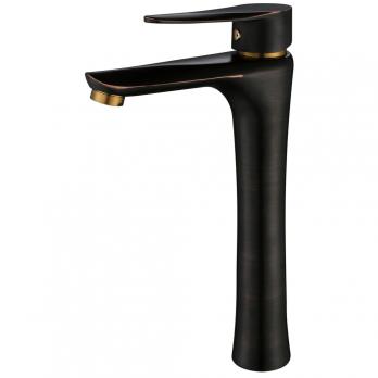 Смеситель для раковины 35к ПРОФСАН ПСМ-301-6 "STEEL BLACK" высокий, литой ЧЕРНЫЙ-БРОНЗА