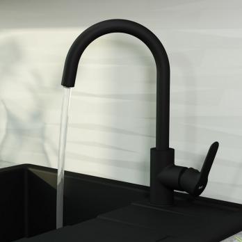 Смеситель для кухни 35к IDDIS CUBBLFJi05 "Cuba" с вых для пит. фильтра выс.пов.излив ЧЕРНЫЙ матовый