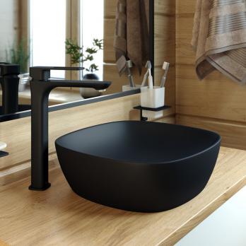 Смеситель для раковины 35к IDDIS SLIBL01i01 "Slide" литой, высокий, ЧЕРНЫЙ матовый