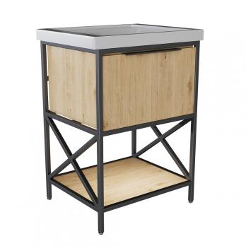 Тумба д/ванной "БРУКЛИН-60" Дуб Бунратти под раковину Fest 60 (Sanita Luxe) ЛОФТ (ЛДСП)