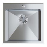 Мойка настол.монтаж 50х50 (3,0) вып 3 1/2  MIXLINE PRO с ФАСКОЙ 20см с сифоном (сатин)