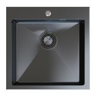 Мойка настол.монтаж 50х50 (3,0) вып 3 1/2  MIXLINE PRO с ФАСКОЙ 20см с сифоном (черный графит)