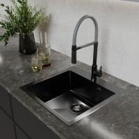Мойка настол.монтаж 50х50 (3,0) вып 3 1/2  MIXLINE PRO с ФАСКОЙ 20см с сифоном (черный графит)