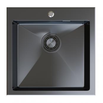 Мойка настол.монтаж 50х50 (3,0) вып 3 1/2  MIXLINE PRO с ФАСКОЙ 20см с сифоном (черный графит)