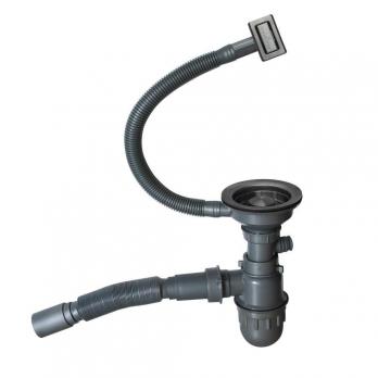 Мойка настол.монтаж 50х50 (3,0) вып 3 1/2  MIXLINE PRO с ФАСКОЙ 20см с сифоном (черный графит)