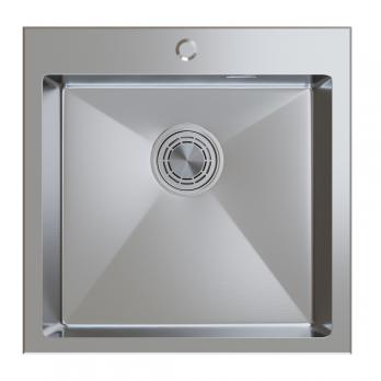 Мойка настол.монтаж 53х43 (3,0) вып 3 1/2  MIXLINE PRO с ФАСКОЙ 22см с сифоном (сатин)