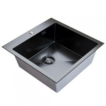 Мойка настол.монтаж 53х43 (3,0) вып 3 1/2  MIXLINE PRO с ФАСКОЙ 22см с сифоном (черный графит)