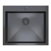 Мойка настол.монтаж 60х45 (3,0) вып 3 1/2  MIXLINE PRO С ФАСКОЙ 22см с сифоном (черный графит)