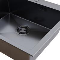 Мойка настол.монтаж 60х45 (3,0) вып 3 1/2  MIXLINE PRO С ФАСКОЙ 22см с сифоном (черный графит)