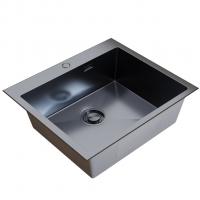 Мойка настол.монтаж 60х45 (3,0) вып 3 1/2  MIXLINE PRO С ФАСКОЙ 22см с сифоном (черный графит)