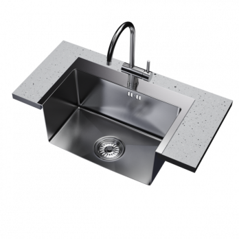 Мойка настол.монтаж 60х45 (3,0) вып 3 1/2  MIXLINE PRO С ФАСКОЙ 22см с сифоном (черный графит)