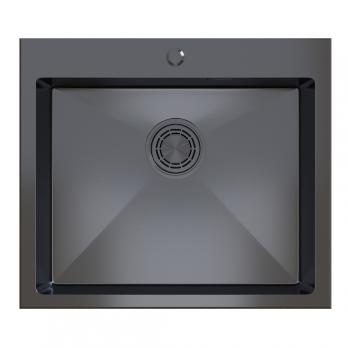 Мойка настол.монтаж 60х45 (3,0) вып 3 1/2  MIXLINE PRO С ФАСКОЙ 22см с сифоном (черный графит)