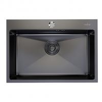 Мойка настол.монтаж 65х45 (3,0) вып 3 1/2  MIXLINE PRO 22см с сифоном (черный графит)