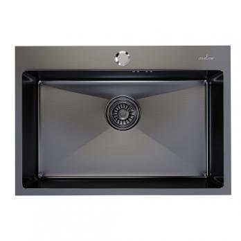 Мойка настол.монтаж 65х45 (3,0) вып 3 1/2  MIXLINE PRO 22см с сифоном (черный графит)