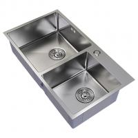 Мойка настол.монтаж 72х40 (3,0) 2-х ЧАШЕВАЯ вып 3 1/2  MIXLINE PRO 22см с сифоном (сатин)