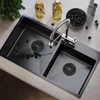 Мойка настол.монтаж 72х40 (3,0) 2-х ЧАШЕВАЯ вып 3 1/2  MIXLINE PRO 22см с сифоном (черный графит)