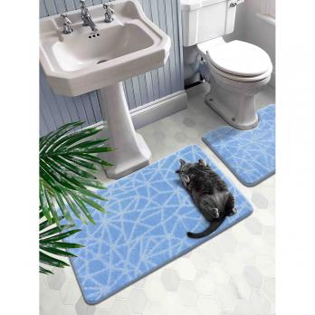 Набор ковриков д/ванной  Shahintex PP 60*100+60*50 голубой (01)