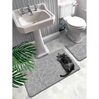 Набор ковриков д/ванной  Shahintex PP 60*100+60*50 серый (01)