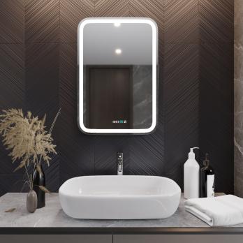 Зеркало MIXLINE "Мальта-3" 550*800 (ШВ) сенсорный выключатель, часы внешней настройки + подогрев