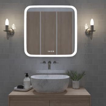 Зеркало MIXLINE "Стив-3" 700*685 (ШВ) сенсорный выключатель, часы + подогрев