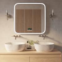 Зеркало MIXLINE "Стив-6" 800*680 (ШВ) сенсорный выключатель, часы, термометр, Bluetooth +подогрев