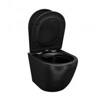 Унитаз подвесной безободковый IDDIS BLAR3BMi25 "Blanko" сиденье дюропласт, микролифт ЧЕРНЫЙ матовый