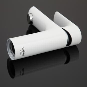 Смеситель для раковины 35к G1048 GAPPO литой, п/гайку, БЕЛЫЙ-ХРОМ