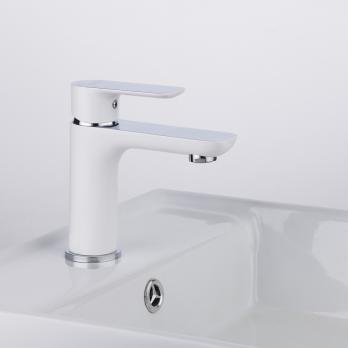 Смеситель для раковины 35к G1048 GAPPO литой, п/гайку, БЕЛЫЙ-ХРОМ