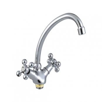 Смеситель для кухни 1/2 кер CN4119-2 CRON высокий пов. излив, п/гайку, ХРОМ