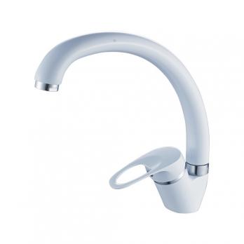 Смеситель для кухни 35к CN4113-8 CRON высокий пов. излив, под две шпильки, БЕЛЫЙ
