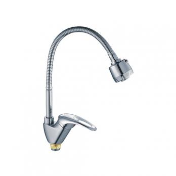 Смеситель для кухни 40к CN4303 CRON гибкий излив, п/гайку, боковая, ХРОМ