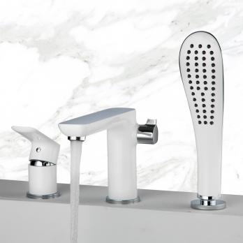 Смеситель для акриловой ванны 35к G1148 GAPPO (3 отв.) БЕЛЫЙ-ХРОМ