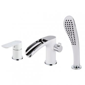 Смеситель для акриловой ванны 35к G1148-8 GAPPO (3 отв.) БЕЛЫЙ-ХРОМ