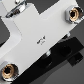 Смеситель для ванны и раковины 35к G2207-7 GAPPO див корп L-нос, БЕЛЫЙ-ХРОМ