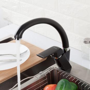 Смеситель для кухни 35к G4150 GAPPO высокий пов. излив, п/гайку, ЧЕРНЫЙ