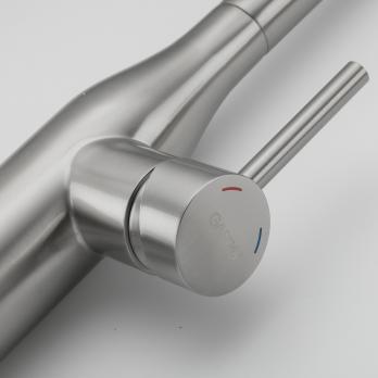 Смеситель для кухни 35к G4398-45 GAPPO нерж. сталь, высокий выдвижной излив, САТИН