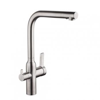 Смеситель для кухни 35к G4399-4 GAPPO с вых. для питьевого фильтра, нерж. сталь, п/гайку САТИН