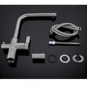 Смеситель для кухни 35к G4399-4 GAPPO с вых. для питьевого фильтра, нерж. сталь, п/гайку САТИН