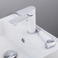 Смеситель для раковины  25к G1048-1 GAPPO с гигиенической лейкой, литой, БЕЛЫЙ-ХРОМ