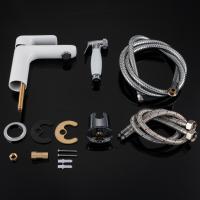 Смеситель для раковины  25к G1048-1 GAPPO с гигиенической лейкой, литой, БЕЛЫЙ-ХРОМ