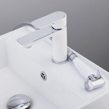 Смеситель для раковины  25к G1048-1 GAPPO с гигиенической лейкой, литой, БЕЛЫЙ-ХРОМ