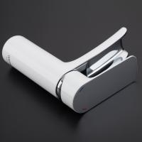 Смеситель для раковины 25к G1048-8 GAPPO литой, каскадный излив, п/гайку, БЕЛЫЙ-ХРОМ