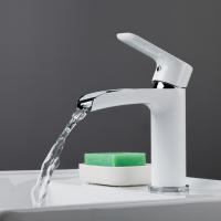 Смеситель для раковины 25к G1048-8 GAPPO литой, каскадный излив, п/гайку, БЕЛЫЙ-ХРОМ