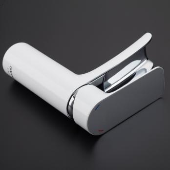 Смеситель для раковины 25к G1048-8 GAPPO литой, каскадный излив, п/гайку, БЕЛЫЙ-ХРОМ