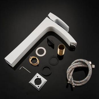 Смеситель для раковины 35к G1007-18 GAPPO высокий, литой, БЕЛЫЙ-ХРОМ