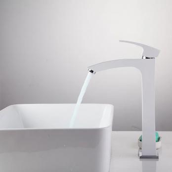 Смеситель для раковины 35к G1007-18 GAPPO высокий, литой, БЕЛЫЙ-ХРОМ