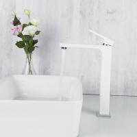 Смеситель для раковины 35к G1017-2 GAPPO литой, высокий, БЕЛЫЙ-ХРОМ