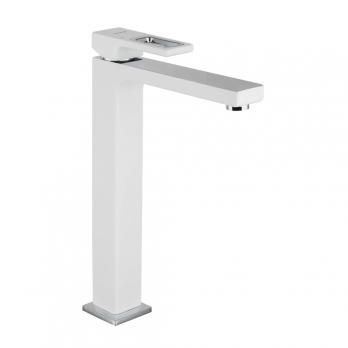 Смеситель для раковины 35к G1017-2 GAPPO литой, высокий, БЕЛЫЙ-ХРОМ