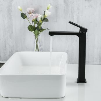 Смеситель для раковины 35к G1017-62 GAPPO высокий, литой, п/гайку, ЧЕРНЫЙ