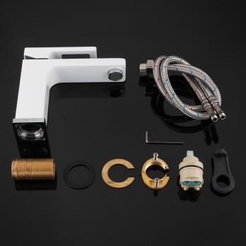 Смеситель для раковины 35к G1017-8 GAPPO литой, п/гайку, БЕЛЫЙ-ХРОМ